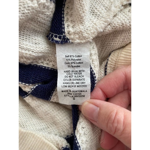 Women's Small Striped Sweater Altar'd State Navy Blue Cream Fall Oversize - Picture 6 of 6